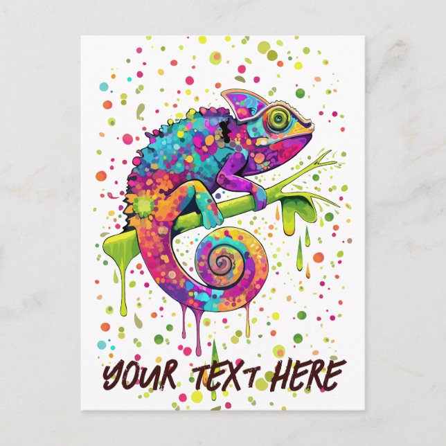Chameleon Paint Stains Watercolor Style Postcard (Front)