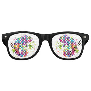 Chameleon Paint Stains Watercolor Style Retro Sunglasses