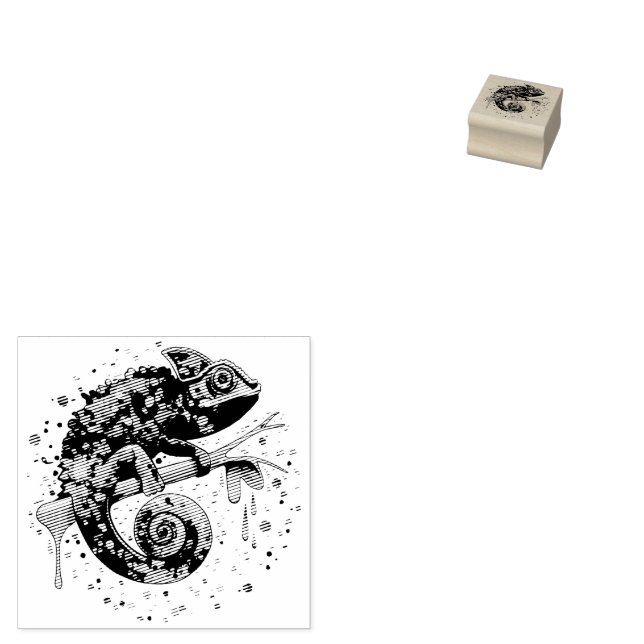 Chameleon Paint Stains Watercolor Style Rubber Stamp (Stamped)