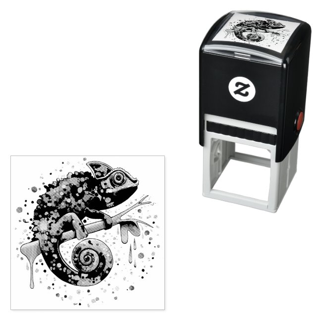 Chameleon Paint Stains Watercolor Style Self-inking Stamp (In Situ)