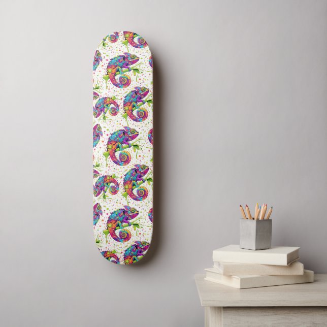 Chameleon Paint Stains Watercolor Style Skateboard (Wall Art)