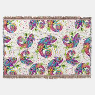 Chameleon Paint Stains Watercolor Style Throw Blanket