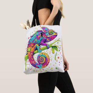 Chameleon Paint Stains Watercolor Style Tote Bag