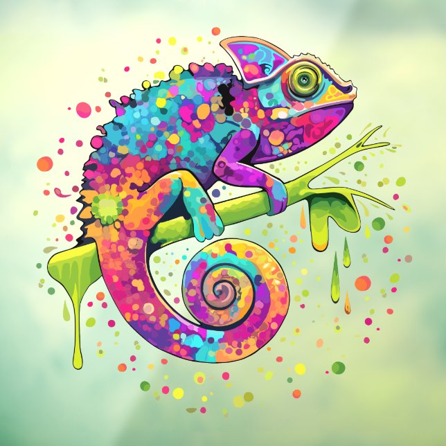 Chameleon Paint Stains Watercolor Style Window Cling (Sheet 3)