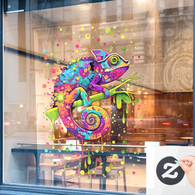 Chameleon Paint Stains Watercolor Style Window Cling (Cafe Window)