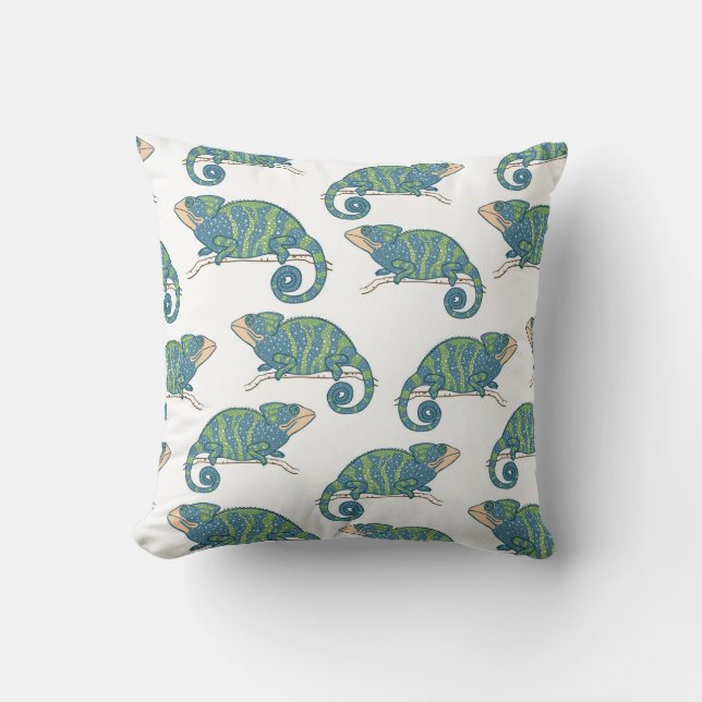 Chameleon Pattern Throw Pillow (Front)