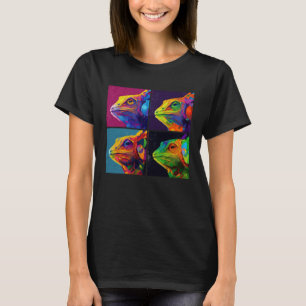 Chameleon Pop Illustration Colorful Animal Women   T-Shirt