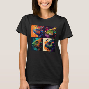 Chameleon Pop Illustration Colorful Animal Women   T-Shirt