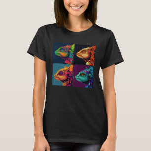 Chameleon Pop Illustration Colourful Animal Women  T-Shirt