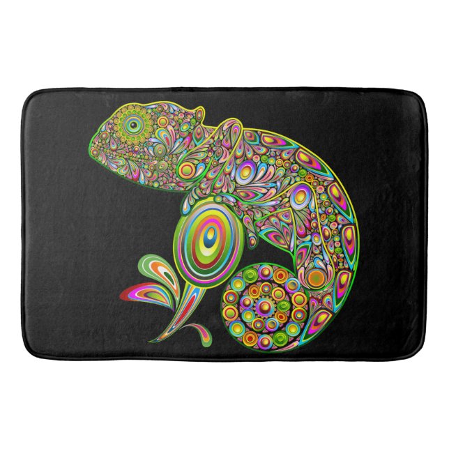 Chameleon Psychedelic Fantasy Bath Mat (Front)