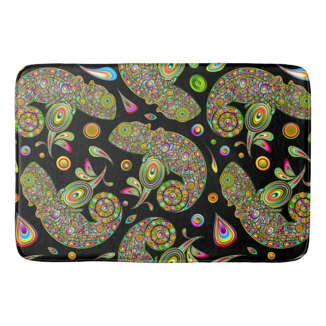 Chameleon Psychedelic Fantasy Bath Mat (Front)