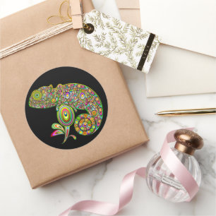 Chameleon Psychedelic Fantasy Classic Round Sticker