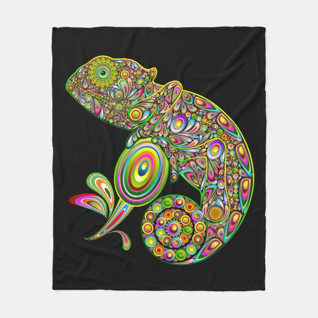 Chameleon Psychedelic Fantasy Fleece Blanket (Front)
