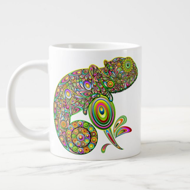 Chameleon Psychedelic Fantasy Large Coffee Mug (Left)
