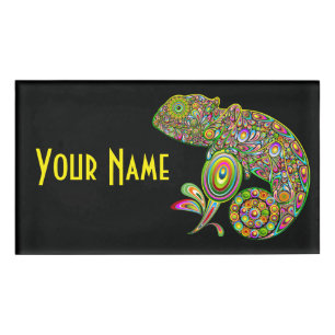 Chameleon Psychedelic Fantasy Name Tag