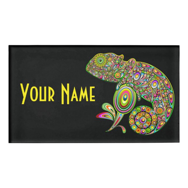 Chameleon Psychedelic Fantasy Name Tag (Front)
