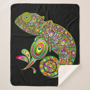 Chameleon Psychedelic Fantasy Sherpa Blanket