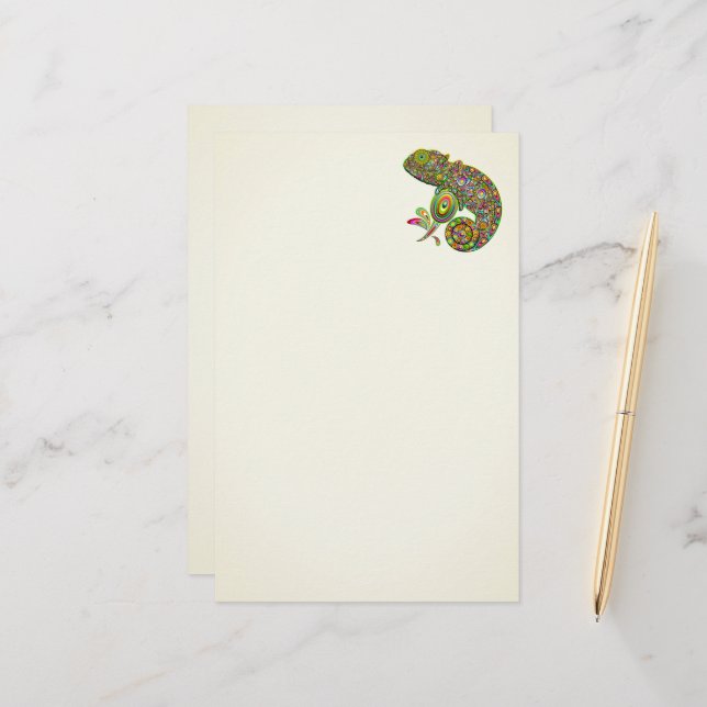 Chameleon Psychedelic Fantasy Stationery (Front/Back In Situ)