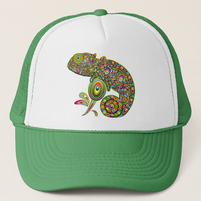 Chameleon Psychedelic Fantasy Trucker Hat (Front)