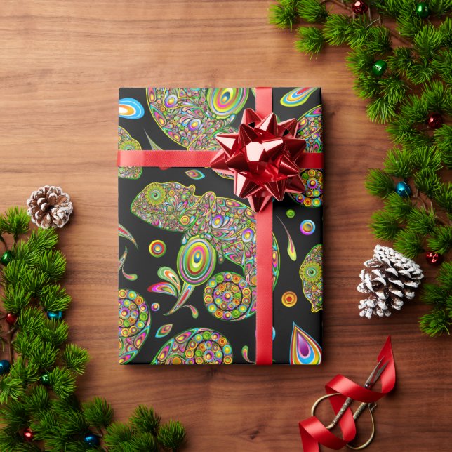 Chameleon Psychedelic Fantasy Wrapping Paper (Holiday Gift)