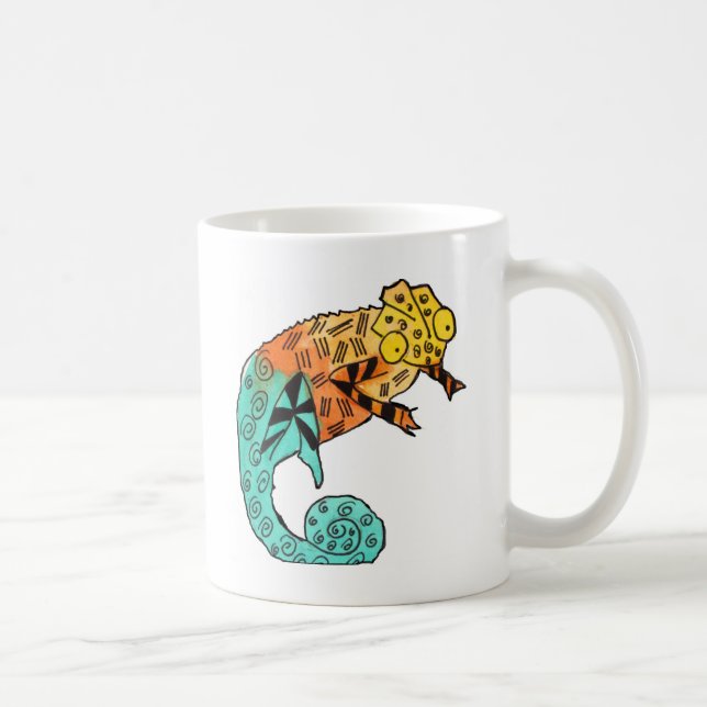 Chameleon reptile art illustration coffee mug (Right)