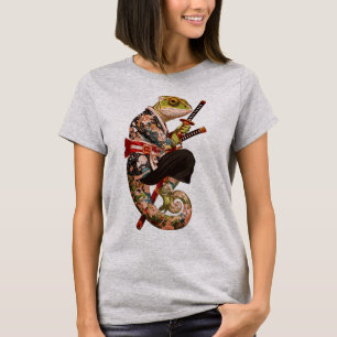 Chameleon Samurai – Tattooed Warrior with Katana T-Shirt