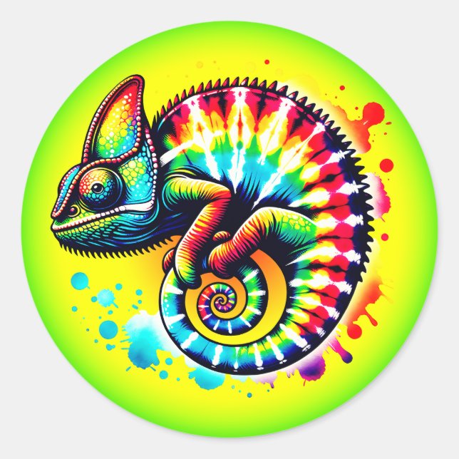 Chameleon Tie-Dye   Classic Round Sticker (Front)