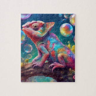 Chameleon with bubbles jigsaw puzzle