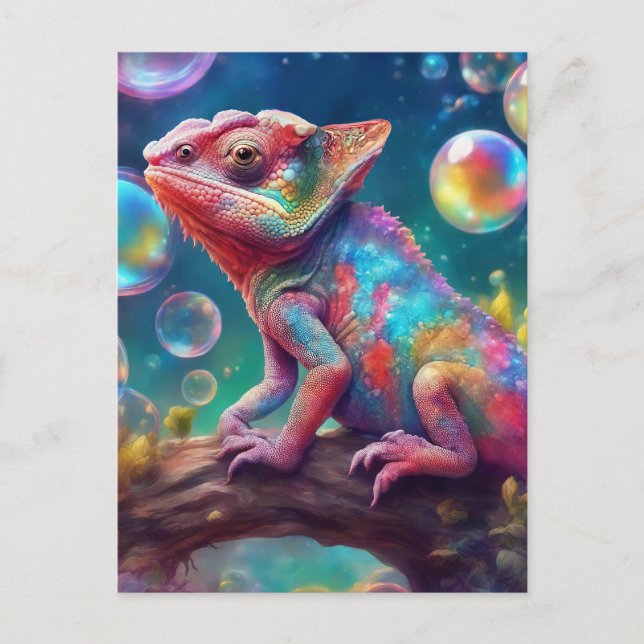 Chameleon with bubbles postcard (Front)