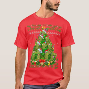 Chameleon Xmas Lighting Tree Santa Chameleon Ugly  T-Shirt