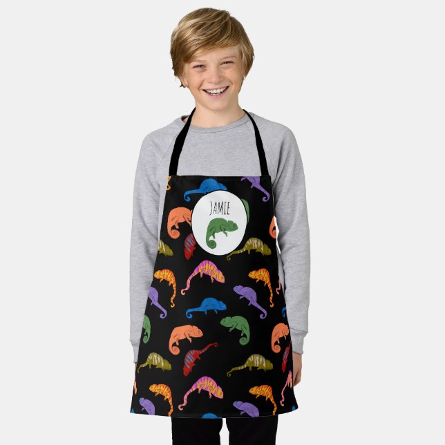 Chameleons Colourful Reptile Lizards Kids  Apron (Worn)