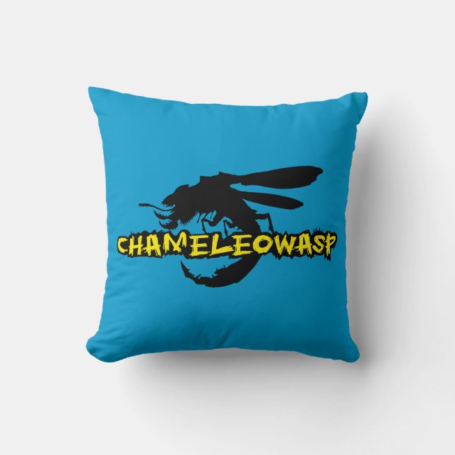 Chameleowasp Throw Pillow (Front)