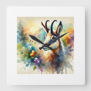 Chamois 111024AREF135 - Watercolor Square Wall Clock