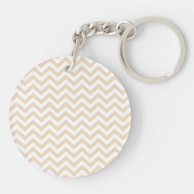 Chamois Neutral Beige Unicolor Chevron Pattern Keychain (Back)