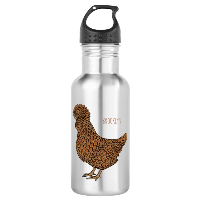 Chamois polish chicken cartoon illustration  532 ml water bottle (Front)