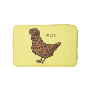 Chamois polish chicken cartoon illustration  bath mat