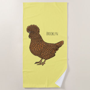 Chamois polish chicken cartoon illustration beach towel