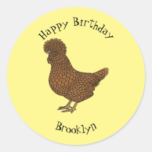 Chamois polish chicken cartoon illustration classic round sticker