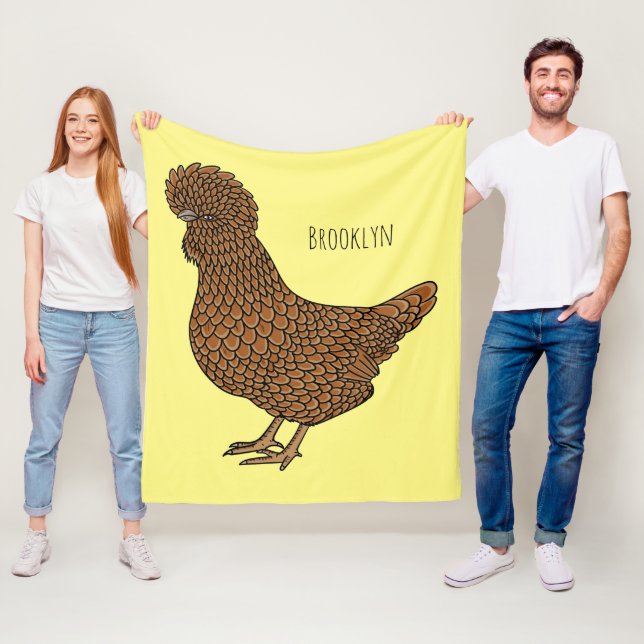Chamois polish chicken cartoon illustration fleece blanket (In Situ)