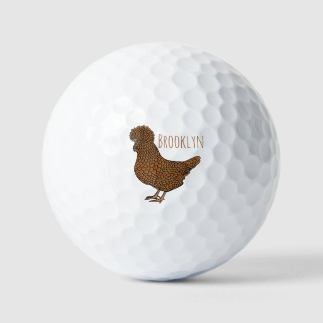 Chamois polish chicken cartoon illustration  golf balls (Front)