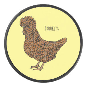 Chamois polish chicken cartoon illustration  hockey puck
