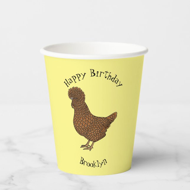 Chamois polish chicken cartoon illustration paper cups (Front)