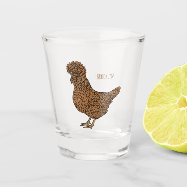 Chamois polish chicken cartoon illustration shot glass (Front)
