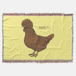 Chamois polish chicken cartoon illustration  throw blanket