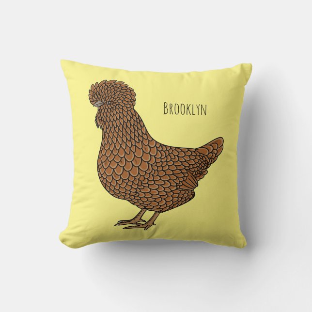Chamois polish chicken cartoon illustration throw pillow (Front)