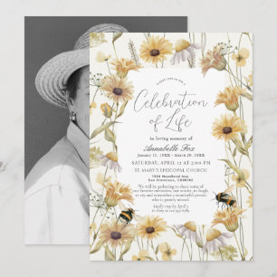 Chamomile & Daisies Funeral Memorial Invitation