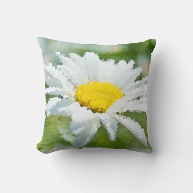 Chamomile daisy flower oil painting effect sunny d throw pillow (Front)