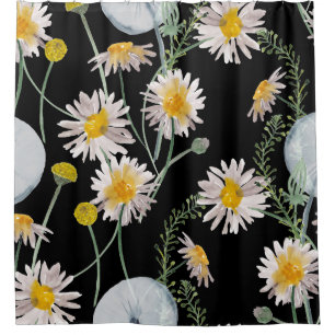 Chamomile, dandelion watercolor pattern