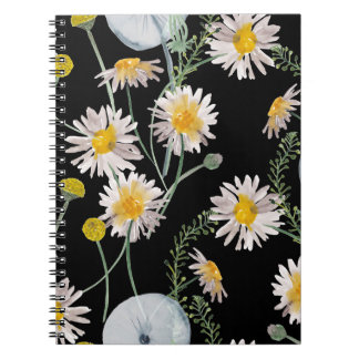 Chamomile, dandelion watercolor pattern notebook