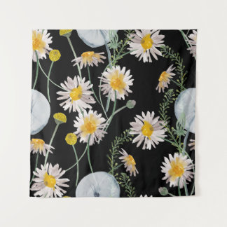 Chamomile, dandelion watercolor pattern tapestry